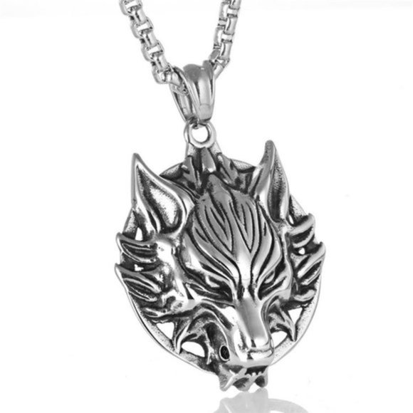 Retro wolf head steel pendant necklace for women/men - Picture 6 of 7